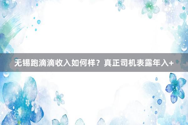 无锡跑滴滴收入如何样？真正司机表露年入+